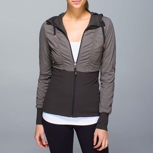 LuluLemon Black and Gray Reversible Dance Studio hoodie Jacket Size 6